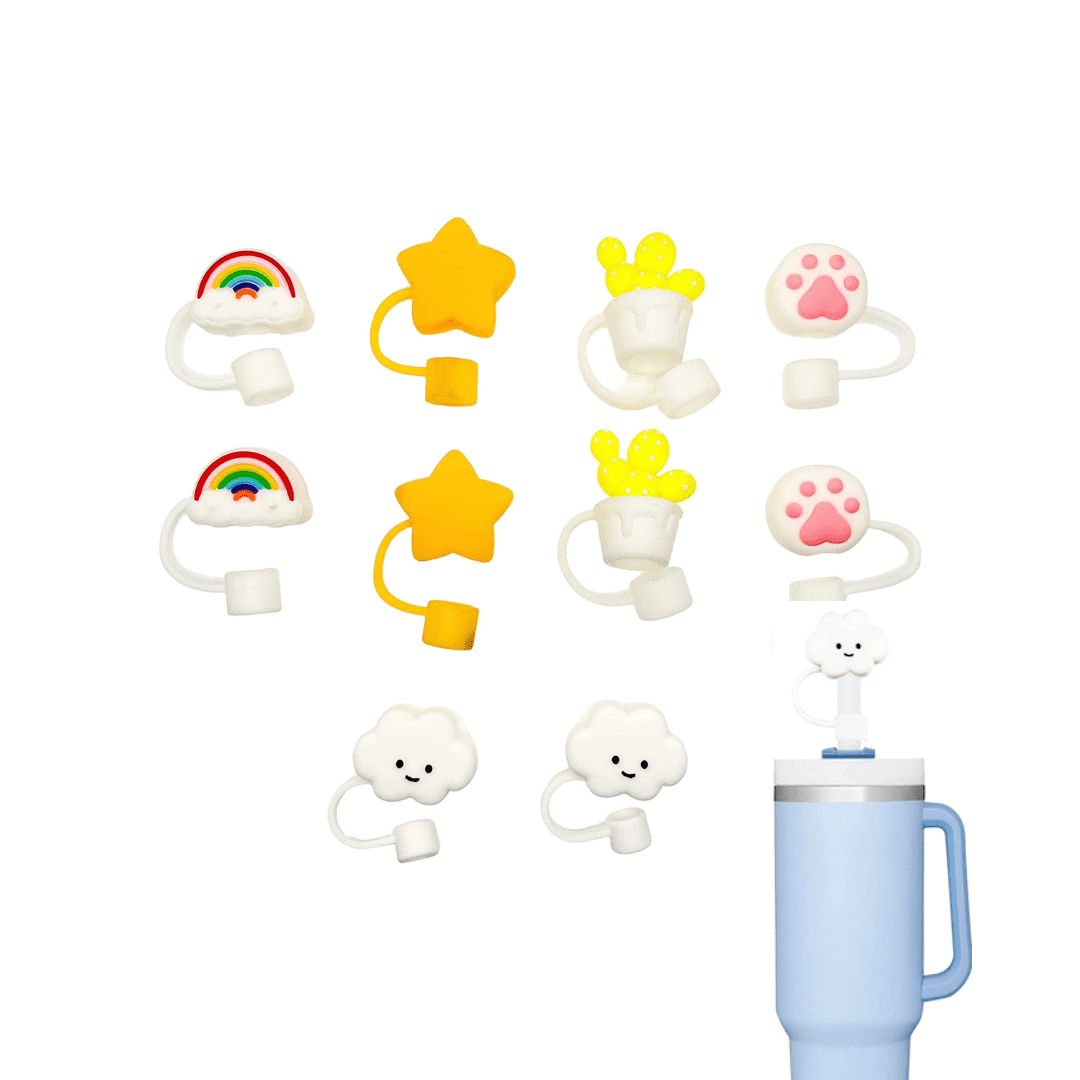 10 Pcs Silicone Straw Cover, DustProof Straw Cap Toppers, Cute Stanley