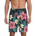 thumbnail image 2 of Daiia Green Tropical Leaves Mens Woven Stretch Pajama Short,Short Pajama Pants-Small, 2 of 9