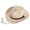 White, variant on Gustave Straw Cowboy Hat for Women Men Wide Brim Fedora Sun Hat Shapeable Western Cowgirl Hat Summer Beach Hat with Windproof Chin Strap - Khaki