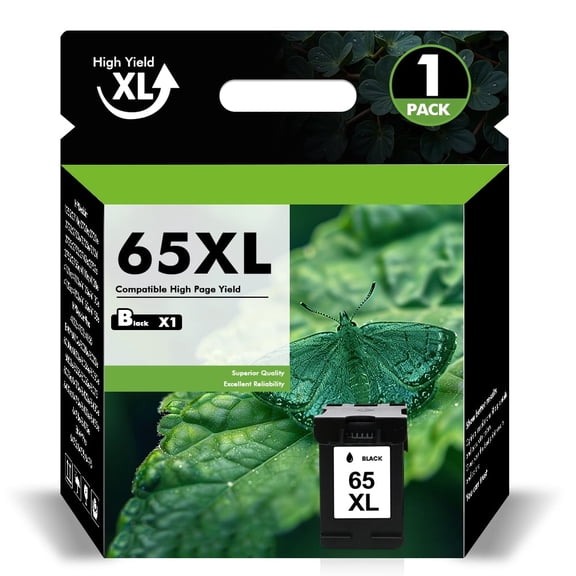 65XL Ink Cartridges Compatible for HP 65 65XL for Envy 5055 5052 5058 Deskjet 3755 2655 2652 3722 2622 2624 2620 (1 Pack Black)