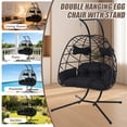 thumbnail image 3 of FKS LIFE Double Egg Chair with Stand Hammock Chair Cushion Outdoor Patio Wicker Loveseat Hanging Egg Chairs for 2 Persons, 3 of 8