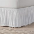 thumbnail image 4 of EASY FIT Pom Pom Elastic Wrap Around Bed Skirt, Easy On/Off Dust Ruffle (18-Inch Drop), Queen/King, White, 4 of 10