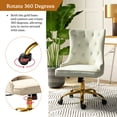 thumbnail image 5 of Home Office Computer Desk Chair Velvet Tufted Wingback Upholstered Task Rolling Chairs Swivel Adjustable Nailhead White Ivory, 5 of 11