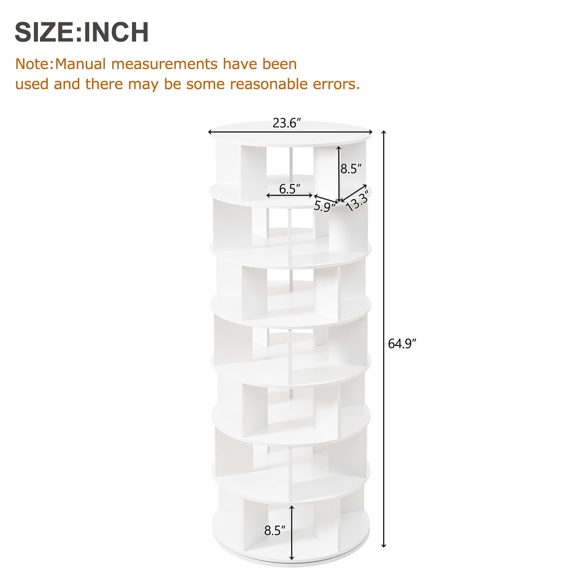 Euroco 360-Degree Rotating Shoe Rack Tower with Adjustable 7 Tiers and 35-Pair Capacity – Multifunctional Storage for Shoes, Bags, Hats, and Accessories