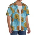 thumbnail image 2 of Gukieu Sunflowers Print Men's Short-sleeved Shirts, Button-down Pocket Shirts, T-shirts, Beach Vacation Travel Summer Clothing-Large, 2 of 5