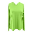 thumbnail image 4 of Women's Casual Hooded Shirt Long Sleeve Comfortable Vacation Outdoor Blouse Spring Summer Fall Tops Loose Fit Pure Color Long Sleeve Shirts for Women Sun Shirt, 4 of 4