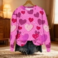 thumbnail image 2 of mihongmao Valentine Sweatshirts for Women Casual Round Neck Printed Loose Long-Sleeved Sweatshirt Hot Pink 4X, 2 of 5