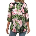 thumbnail image 6 of Nlife Women Floral Blouse for Women Hawaiian 3/4 Sleeve Top Tropical V-Neck Casual Shirt with Button Details, 6 of 7