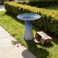 thumbnail image 2 of 17 Inch Glazed Ceramic Bird Bath Blue Ombre Floral Pattern Lightweight Tall Pedestal Bird Bath Elegant Outdoor Decorative Bird Basin for Garden Yard Patio and Lawn, 2 of 10