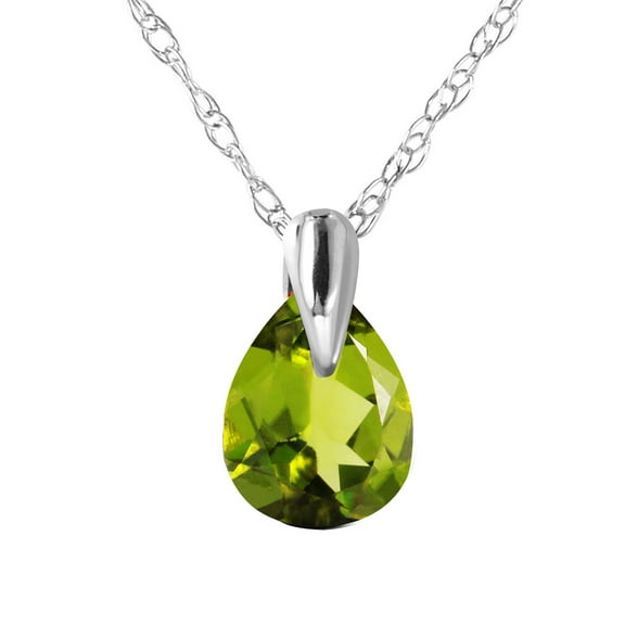Galaxy Gold GG 14K White Gold 0.68 Carat Peridot Pendant Necklace - August Birthstone - Warmth & Prosperity - 16" to 24" - Fine Jewelry for Women