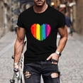 thumbnail image 2 of Men's Rainbow T-Shirt LGBTQ Gay Equality Heart Print Summer Tops Muscle Gym Short Sleeve Crewneck Graphic Tee Shirts, 2 of 5