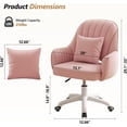 thumbnail image 2 of Home Office Chair Velvet Vanity Chairs Cute Makeup Desk Chair with Wheels Mid Back Computer Chairs Height Adjustable Small Swivel Rolling Task Chair, 2 of 12