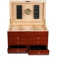 thumbnail image 4 of Landmark Desktop Cigar Humidor - High Gloss Cherry Lacquer Finish -Capacity: 300, 4 of 11