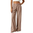 thumbnail image 2 of QGJZVUNL Button High Waist Trousers for Womens Striped Wide Leg Pants with Pockets Size 2XL, 2 of 6