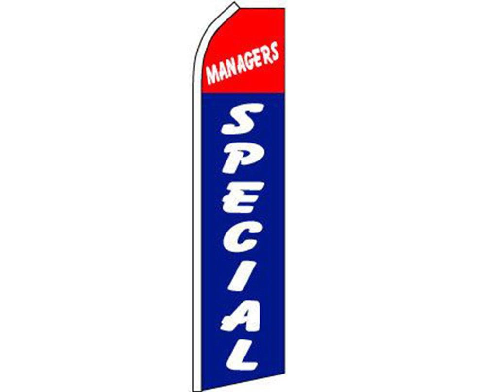 "MANAGERS SPECIAL" super flag swooper banner advertising sign 