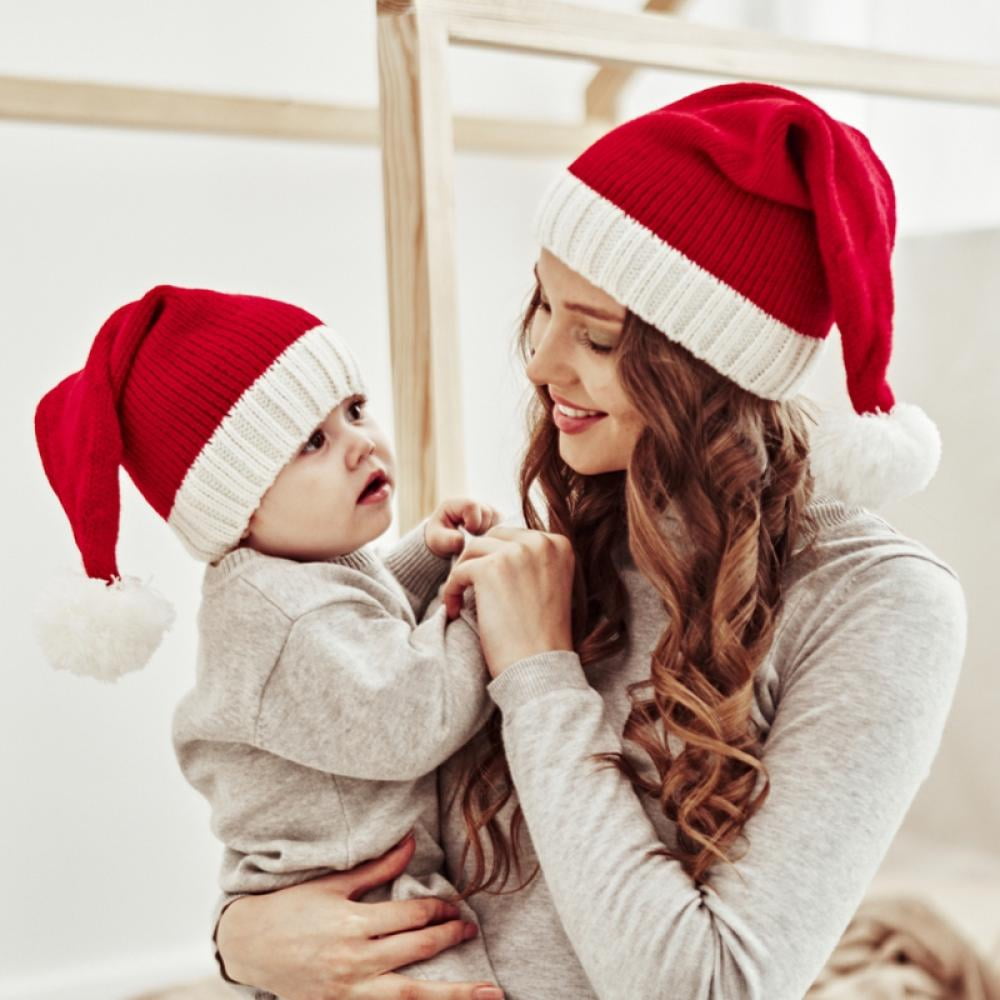 2PCS Parent-Child Hat Winter Warmer Mother & Baby Family Knit Hat Beanie Cap 