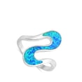 thumbnail image 4 of CHOOSE YOUR COLOR Blue Simulated Opal Wave Knuckle Cocktail Ring 925 Sterling Silver Band CZ Female Size 8, 4 of 4