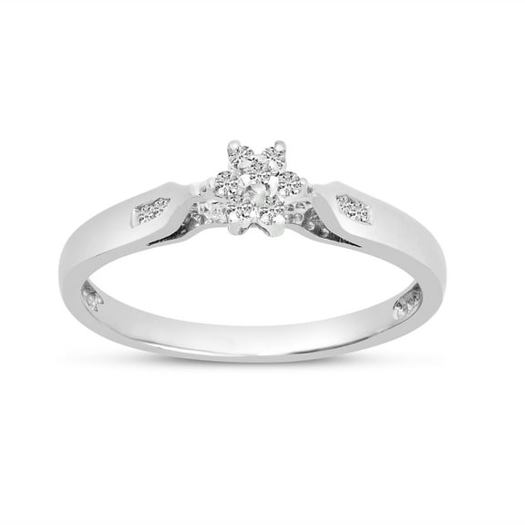 10K White Gold Diamond Cluster Ring