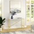 thumbnail image 5 of Evelyn&Zoe Braxton 46" Wide Rectangular Console Table with Faux Marble Top, Gold, 5 of 9