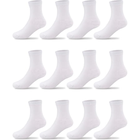 12 Pairs Kids Socks Boys Girls Youth Mid Calf Casual Athletic School Dress Crew Socks for Boys Girls 2-15 Years