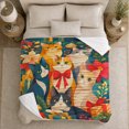 thumbnail image 5 of Holiday Cheer Playful Cats Festive Florals, Playful Pet Portrait Pattern, Warm Flannel Blanket for Living Room and Bedroom, Cat Lovers Just Because Gift, Pet Lover Home Decor, 5 of 9