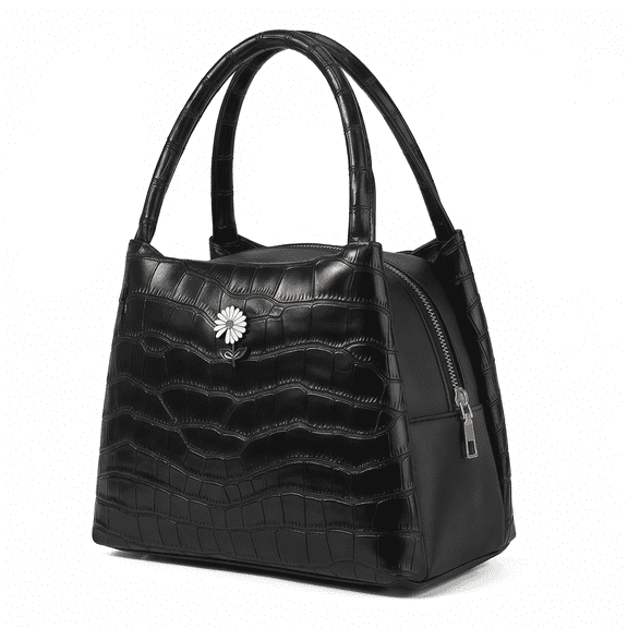 AGOPLEE Women's Crocodile Pattern Handbag, Totes Bags for Women, with Zipper, Fashionable Tote Bag, Lightweight, Portable Top-Handle Satchel, PU Leather Tote for Daily Use(Black)