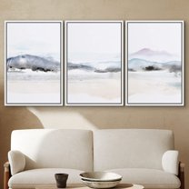 PixonSign Framed Wall Art Print Set Abstract Gray Watercolor Landscape Geometric Shapes Illustrations Modern Art Farmhouse/Country Scenic Fun for Living Room, Bedroom, Office - 24"x36"x3 White