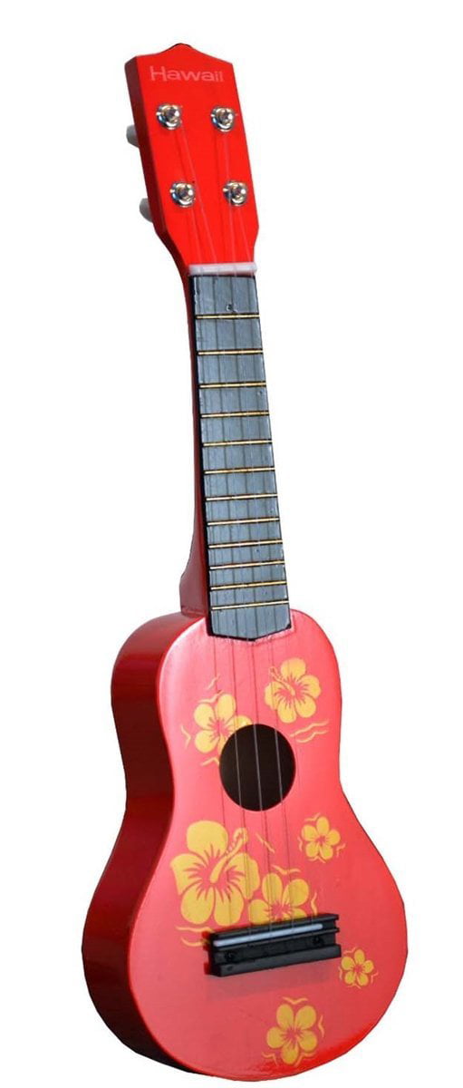 Toy Ukulele for Audlts and Kids A Wooden Color Kids Play Early Educational Learning Musical Instrument Gift for Preschool Children, 10X4X2 inch with Pick Guitar Musical Toy,4 Steel Strings