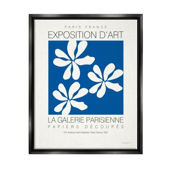 Stupell Industries Modern Blossoms French Exhibition Graphic Art Jet Black Floating Framed Canvas Print Wall Art, Design by Mercedes Lopez Charro