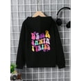 thumbnail image 4 of Kid Girls Tops Funny Colorful Christmas Letter Graphics Long Sleeve Hoodies Outer Pullover For Fall Winter Black, 4 of 7