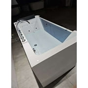67 Luxury Whirlpool Bathtub with Panoramic Glass Window | 7 Hydro-Massage Jets, Waterfall Faucet & LED Chromatherapy | 1HP 750W Motor, Acrylic Spa Jetted Tub (110V) –Middle Drain