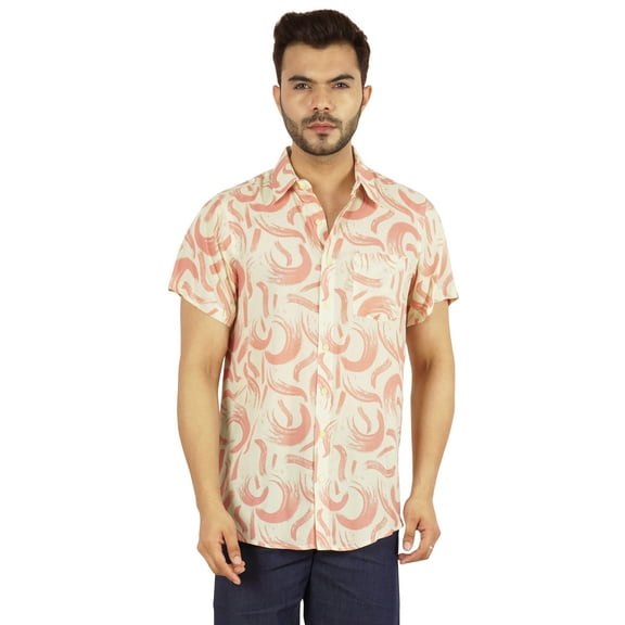 Inkmeso Casual Button Down Printed Shirts For Mens Short Sleeve Regular Fit Beach Shirt
