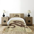 thumbnail image 4 of Ambesonne Dragon Quilted Bedspread Set 2 Pcs, Grungy Mythical Monster Art, Twin Size, Brown Yellow Beige, 4 of 5