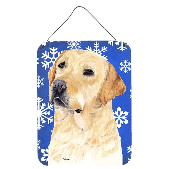 Carolines Treasures SC9376DS1216 Labrador Winter Snowflakes Holiday Wall or Door Hanging Prints 12WX16H multicolor