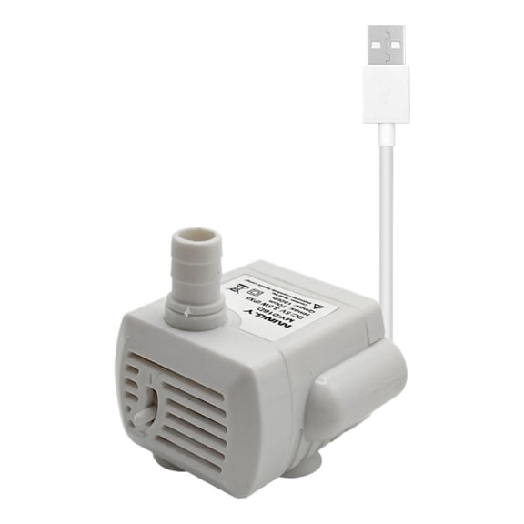 USB Mini Submersible Water Pump with Tubing for Pet Fountain - 3.5W USB Water Pump For Fish Tank - Flow Adjustment Function Small Fountain Pump For Pet Aquarium Desktop - White