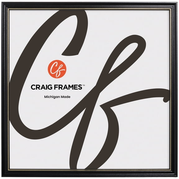 Craig Frames 314BG, Ornate Black and Gold Picture Frame, 18 x 18 Inch