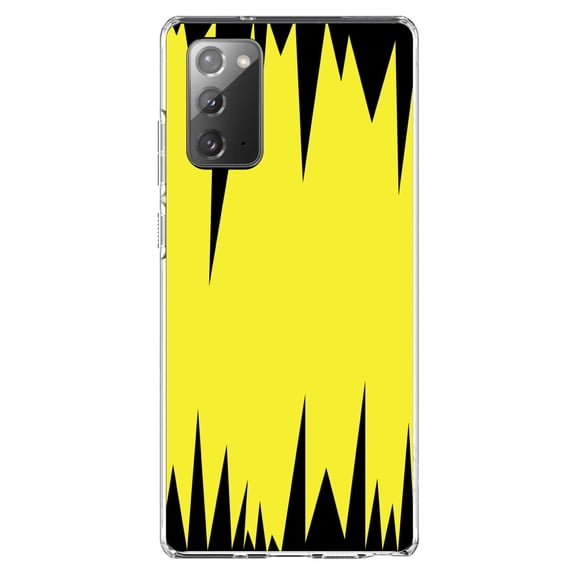 DistinctInk Clear Shockproof Hybrid Case for Galaxy Note 20 ULTRA (6.9" Screen) - TPU Bumper, Acrylic Back, Tempered Glass Screen Protector - Yellow Black Spikes