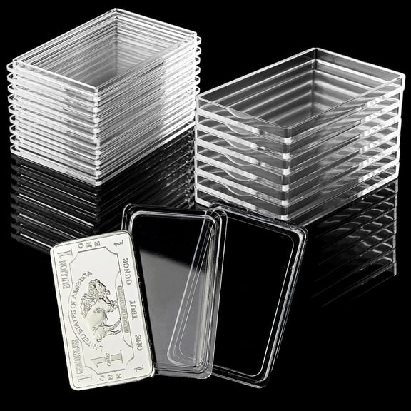 Bexikou 15 Pcs 1 oz Silver Bar Holder,Silver Bar Storage Case,Clear Silver Bar Case,Acrylic Storage Container,Silver Bar Box for 1 oz Silver Bar 1 Ounce Bar