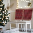 thumbnail image 3 of Christmas Red Plaid Chair Covers Set of 6 Poinsettia Leaf Winter Floral Chair Back Covers Stretch Removable Washable Slipcovers Protector for Dining Room Kitchen Party Decor, 3 of 5