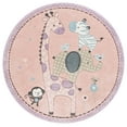 thumbnail image 2 of SAFAVIEH Carousel Kids Taneka Animals at Play Area Rug, Blush Pink, 3' x 3' Round, 2 of 10