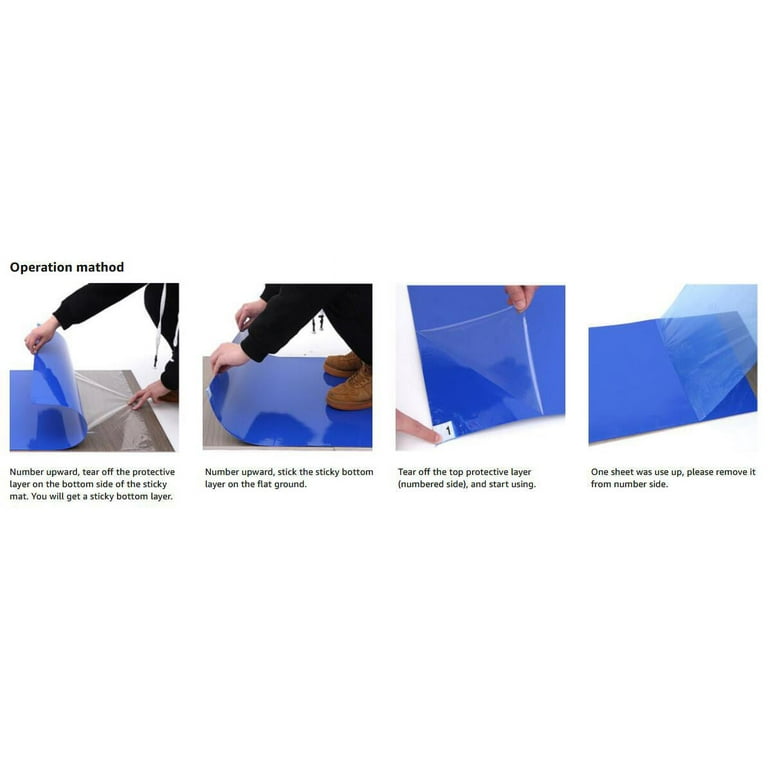 Intbuying 24*36Inch Tacky Sticky Mat for Clean Room Construction Lab Dust Dirt Small Debris Removing 1 Case 10 Mats 300 Sheets, Size: 24 x 36, Blue