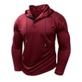 thumbnail image 6 of WTOBBY Men's Hooded Button-Up Long Sleeve T-Shirt Casual Three-Button Design, Comfortable Solid Color Top for Daily Wear, Layering, and Cool Weather Outfits,Wine 2XL, 6 of 6