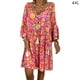 thumbnail image 1 of Vestido de verano de manga larga con cuello en V Vestido de mujer con estampado de tela suelta, rojo, 4XL Advancent AP002186-23, 1 of 5