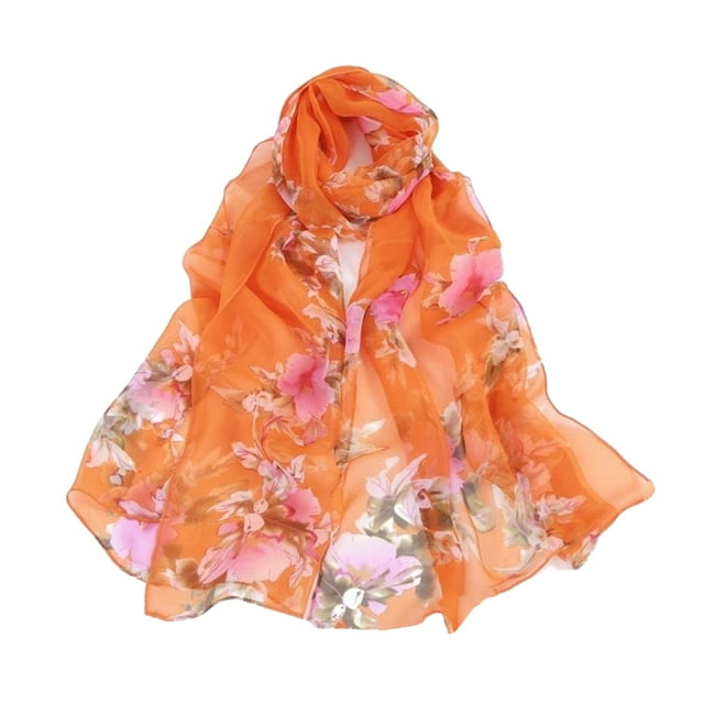Enqiretly Stylish Summer Scarves Soft And Comfortable To Wear All Day Convenient orange 1Set