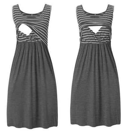 

Summer Maternity Dress For Photoshoot Women Pregnant Maternity Stripe Tunic Breastfeeding Summer Maternity Dress