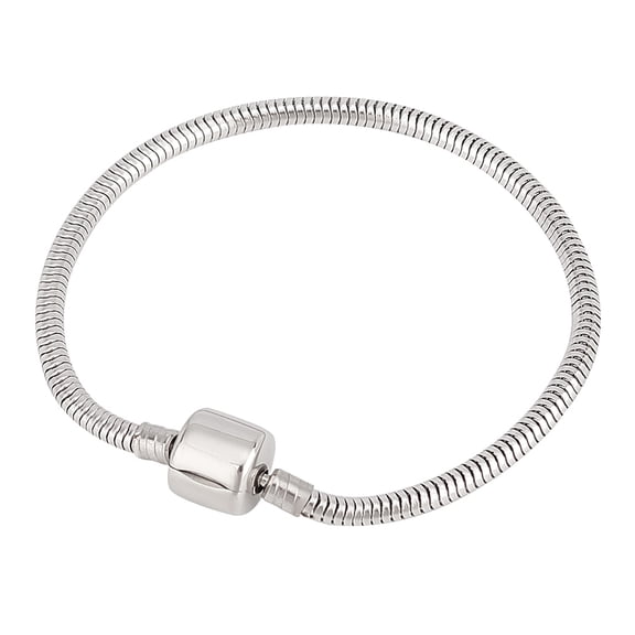 304 Stainless Steel Charm Bracelet for European style Charms Jewelry Making Barrel Snap Clasp 18cm