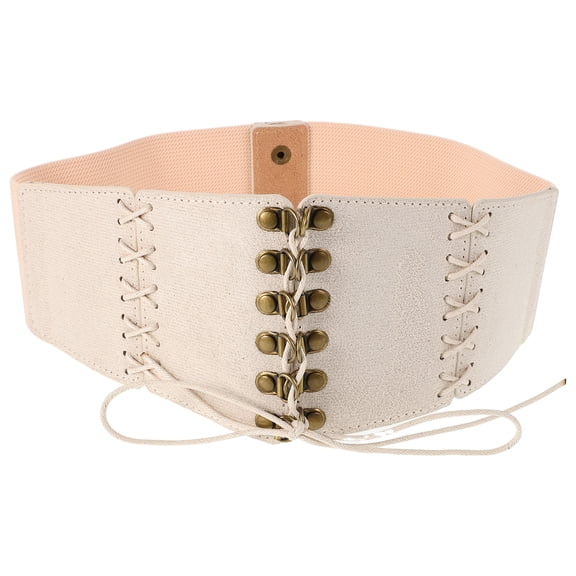 MLINS  Imitation Leather Belt Rhinestone Pins Jewelry Ladies Corset Miss White