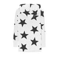 thumbnail image 6 of Fuzzy Shaggy Jacket Full Zip Up Women Hooded Warm Winter Coat Stars Pattern Oversize Fleece Sweater Cardigans (XL, White), 6 of 7