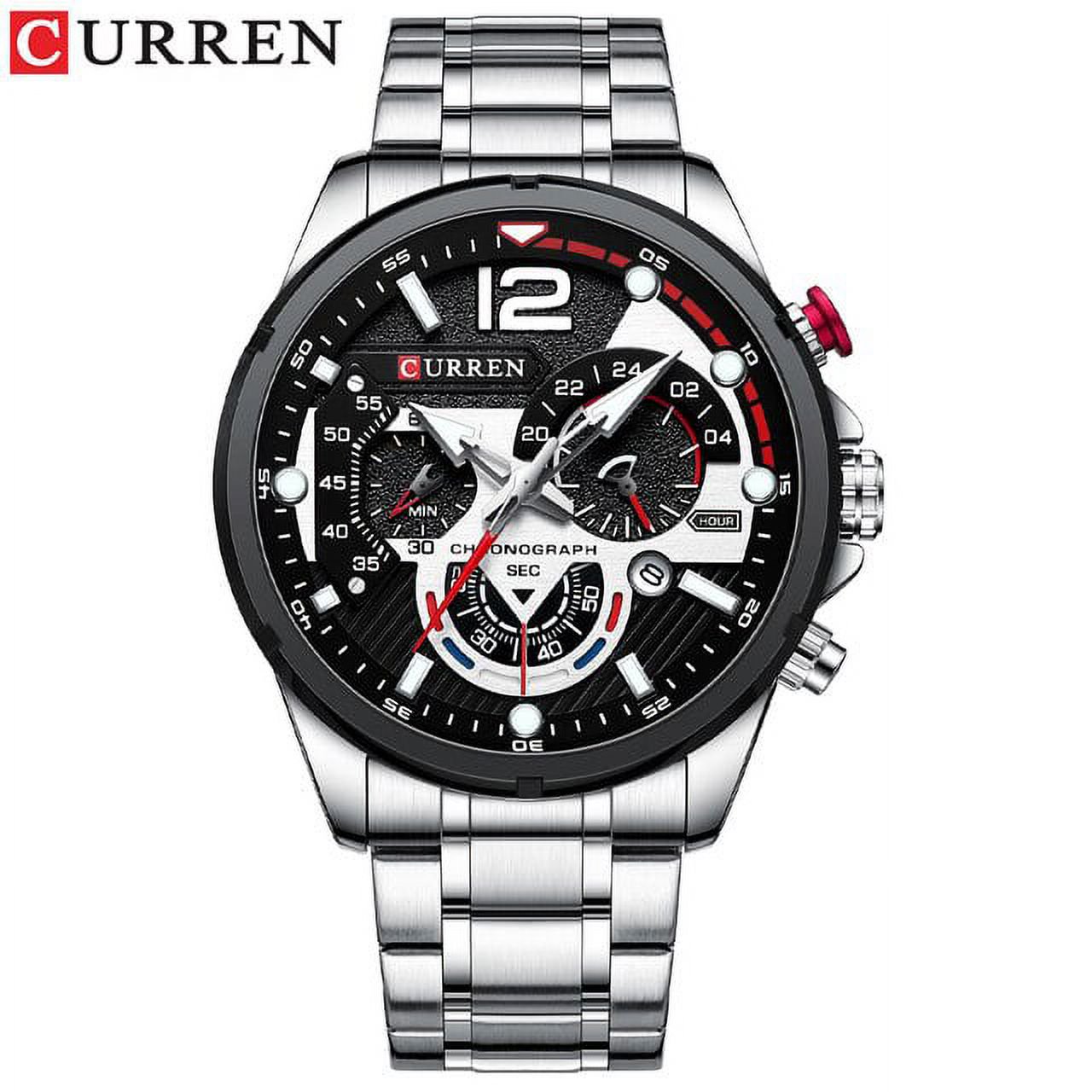 Curren Fashion Quartz Watches Men Casual Sport Wristwatch With Stainless Steel Chronograph Dial Clock With Luminous - Quartz Wristwatches