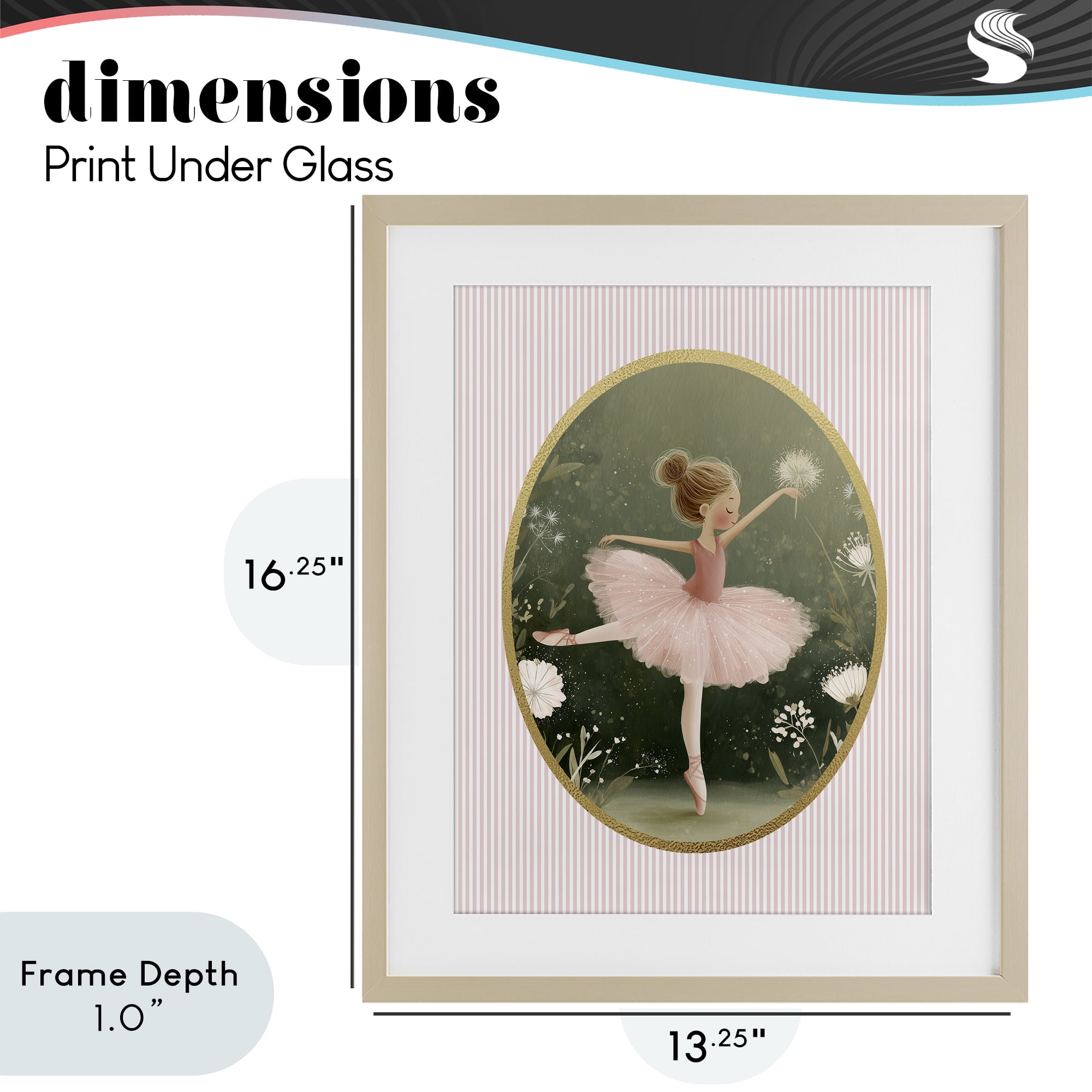 Stupell Industries Green & Pink Ballerina Birch Framed Print Under Glass, design by Christine Simpson Art